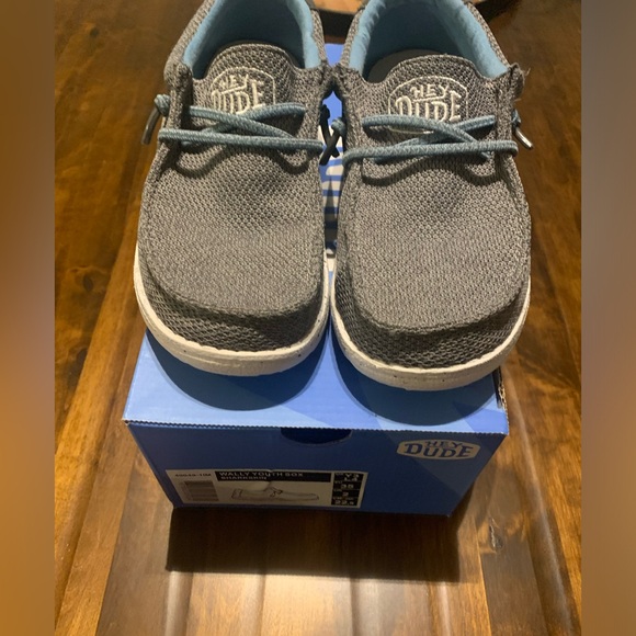 🌟EUC Kids Hey Dude Wally Sz 3 (grey/blue) - Picture 7 of 10
